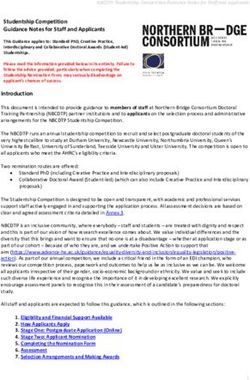 Studentship Competition Guidance Notes for Staff and Applicants