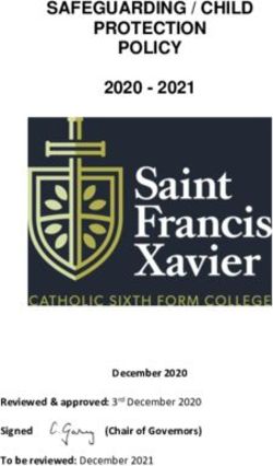 SAFEGUARDING / CHILD PROTECTION POLICY 2020 - 2021 - December 2020 Reviewed & approved: 3rd December 2020 Signed To be reviewed: December 2021 ...