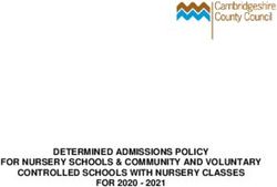 DETERMINED ADMISSIONS POLICY FOR NURSERY SCHOOLS & COMMUNITY AND VOLUNTARY CONTROLLED SCHOOLS WITH NURSERY CLASSES FOR 2020 2021 - final