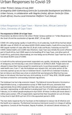 Urban Responses to Covid-19 - Mistra Urban Futures