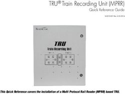 TRU Train Recording Unit (MPRR) - Quick Reference Guide - This Quick Reference covers the installation of a Multi Protocol Rail Reader (MPRR) ...