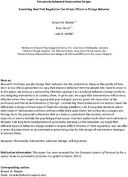 PERSONALITY-INFORMED INTERVENTION DESIGN: EXAMINING HOW TRAIT REGULATION CAN INFORM EFFORTS TO CHANGE BEHAVIOR - PSYARXIV ...