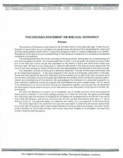 THE CHICAGO STATEMENT ON BIBLICAL INERRANCY