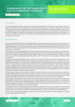 DOMINANCE OF THE SARS-COV-2 501Y.V2 LINEAGE IN GAUTENG - NICD