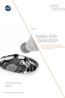 TAKEN FOR GRANTED? THE NEEDS OF SMALL VOLUNTARY AND COMMUNITY ORGANISATIONS IN A BIG SOCIETY ERA