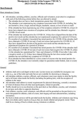 Montgomery County Swim League ("MCSL") 2021 COVID-19 Meet Protocol