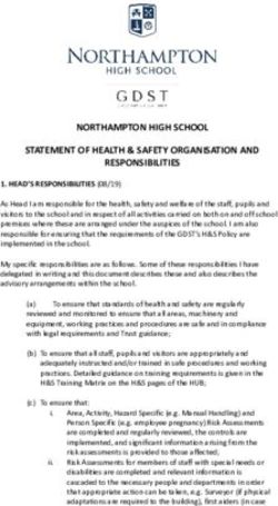 NORTHAMPTON HIGH SCHOOL STATEMENT OF HEALTH & SAFETY ORGANISATION AND RESPONSIBILITIES