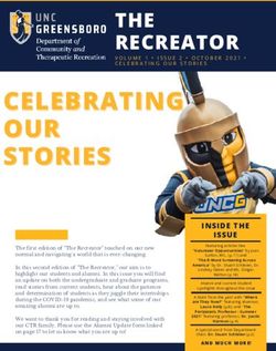 CELEBRATING OUROUR STORIES - THE RECREATOR - School of Health and Human Sciences