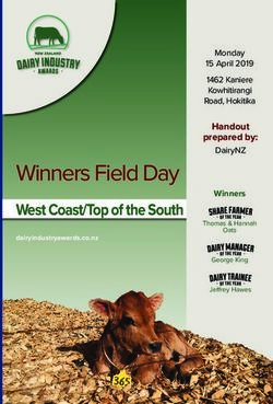 Winners Field Day West Coast/Top of the South - Handout prepared by: New Zealand Dairy Industry Awards