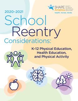 School Reentry Considerations: 2020-2021 - K-12 Physical Education, Health Education, and Physical Activity