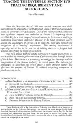 TRACING THE INVISIBLE: SECTION 11'S TRACING REQUIREMENT AND BLOCKCHAIN - Colorado ...