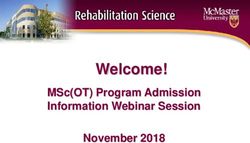 Welcome! MSc(OT) Program Admission Information Webinar Session November 2018 - School of Rehabilitation Science