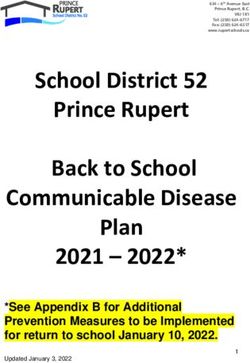 School District 52 Prince Rupert Back to School Communicable Disease Plan