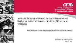 Bill C-30: An Act to implement certain provisions of the budget tabled in Parliament on April 19, 2021 and other measures - Presentation to the ...