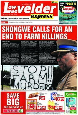 SHONGWE CALLS FOR AN END TO FARM KILLINGS - Mpumalanganews Epaper