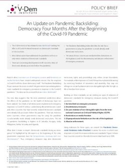 An Update on Pandemic Backsliding: Democracy Four Months After the Beginning of the Covid-19 Pandemic - V-Dem