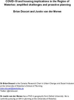 COVID-19 and housing implications in the Region of Waterloo: amplified challenges and proactive planning Brian Doucet and Justin van der Merwe