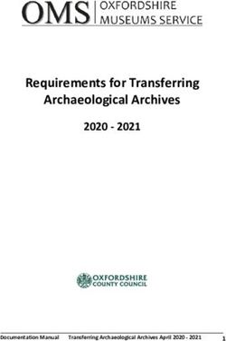 Requirements for Transferring Archaeological Archives 2020 - 2021 - Documentation Manual Transferring Archaeological Archives April 2020 2021