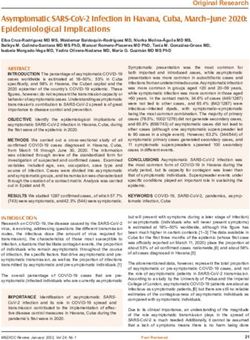 ORIGINAL RESEARCH ASYMPTOMATIC SARS-COV-2 INFECTION IN HAVANA, CUBA, MARCH-JUNE 2020: EPIDEMIOLOGICAL IMPLICATIONS