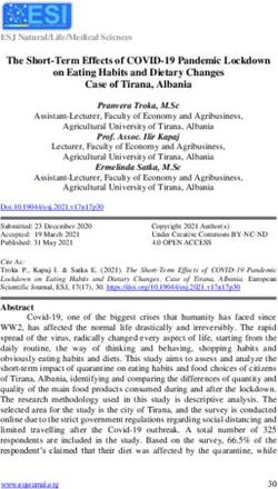 The Short-Term Effects of COVID-19 Pandemic Lockdown on Eating Habits and Dietary Changes Case of Tirana, Albania