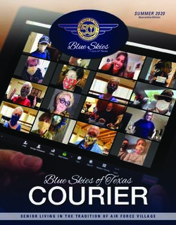 SUMMER 2020 - SENIOR LIVING IN THE TRADITION OF AIR FORCE VILLAGE - Blue Skies of Texas