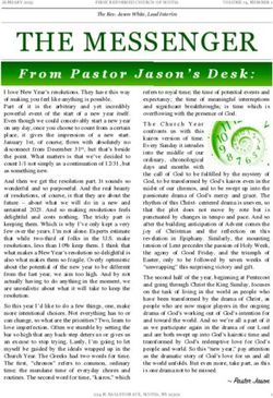 THE MESSENGER From Pastor Jason's Desk: First Reformed Church of Scotia
