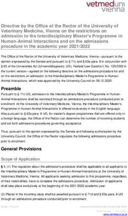 Directive by the Office of the Rector of the University of Veterinary Medicine, Vienna on the restrictions on admission to the Interdisciplinary ...