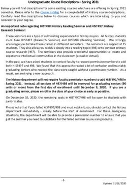 Undergraduate Course Descriptions - Spring 2021 - CSUN