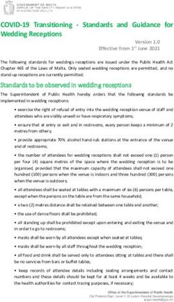 COVID-19 Transitioning - Standards and Guidance for Wedding Receptions