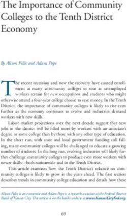 The Importance of Community Colleges to the Tenth District Economy