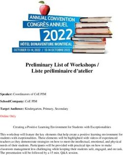 Preliminary List of Workshops / Liste pr&eacute;liminaire d'atelier