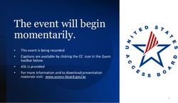 The event will begin momentarily - This event is being recorded Captions are available by clicking the CC icon in the Zoom toolbar below ASL is ...
