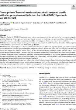 Tumor patients' fears and worries and perceived changes of specific attitudes, perceptions and behaviors due to the COVID 19 pandemic are still ...