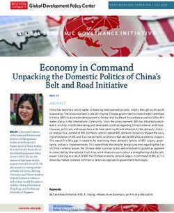 Economy in Command Unpacking the Domestic Politics of China's Belt and Road Initiative - Boston University