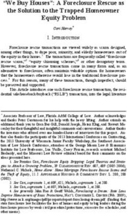 We Buy Houses: A Foreclosure Rescue as the Solution to the Trapped Homeowner Equity Problem