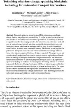 Tokenising behaviour change: optimising blockchain technology for sustainable transport interventions - arXiv