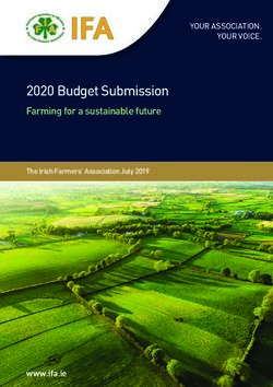 2020 Budget Submission - Farming for a sustainable future YOUR ASSOCIATION. YOUR VOICE - Irish Farmers' Association
