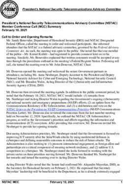 President's National Security Telecommunications Advisory Committee (NSTAC) Member Conference Call (MCC) Summary February 10, 2021 Call to Order ...