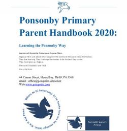 Ponsonby Primary Parent Handbook 2020: Learning the Ponsonby Way