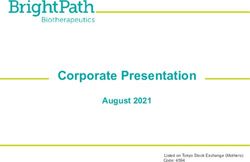 Corporate Presentation - August 2021 Listed on Tokyo Stock Exchange (Mothers) Code: 4594