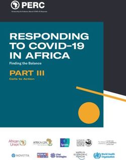RESPONDING TO COVID-19 IN AFRICA - Finding the Balance Calls to Action - Prevent Epidemics