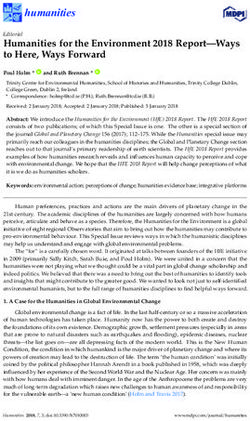 Humanities for the Environment 2018 Report-Ways to Here, Ways Forward - MDPI