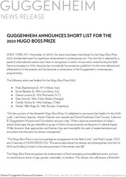 GUGGENHEIM ANNOUNCES SHORT LIST FOR THE 2020 HUGO BOSS PRIZE