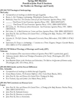 Spring 2021 Booklist Pontifical John Paul II Institute for Studies on Marriage and Family