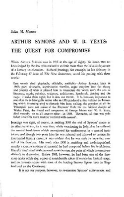 ARTH.UR SYMONS AND W. B. YEATS: THE QUEST FOR COMPROMISE