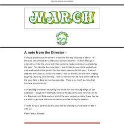 A note from the Director - Mountainside Preschool