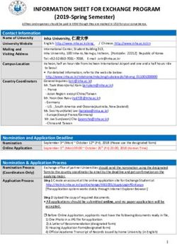 INFORMATION SHEET FOR EXCHANGE PROGRAM - (2019-Spring Semester)