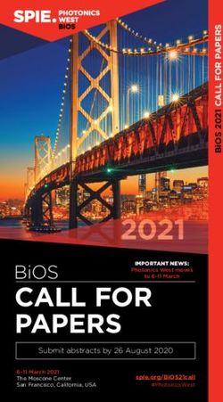CALL FOR PAPERS BIOS SUBMIT ABSTRACTS BY 26 AUGUST 2020 - SPIE