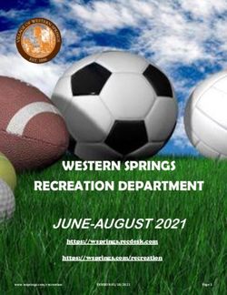 WESTERN SPRINGS RECREATION DEPARTMENT - JUNE-AUGUST 2021 Village of Western Springs