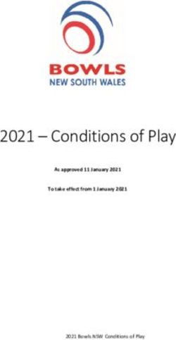 2021 Conditions of Play - As approved 11 January 2021 To take effect from 1 January 2021 - Bowls NSW
